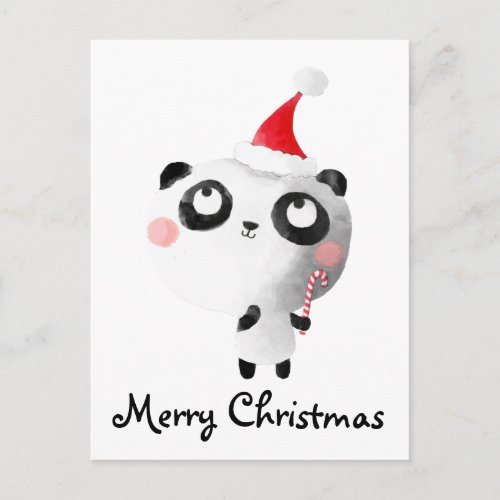 Cute Christmas Panda Bear Holiday Postcard