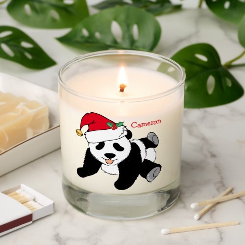 Cute Christmas Panda Bear in Santa Hat Custom Scented Candle