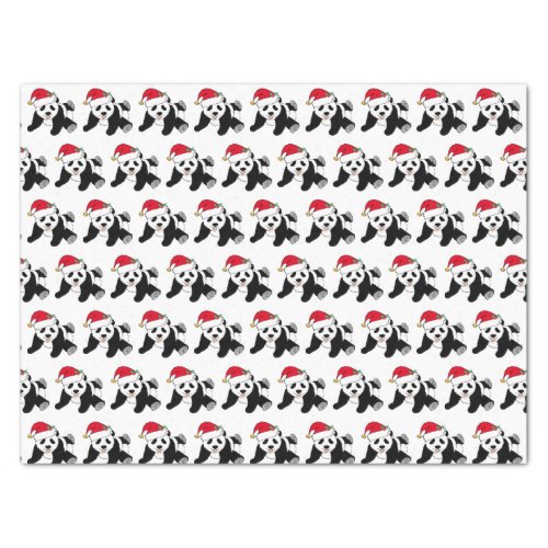 Cute Christmas Panda Bear in Santa Hat Holiday Tissue Paper