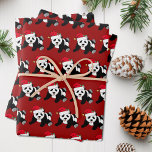 Cute Christmas Panda Bear Kids Red Wrapping Paper Sheets<br><div class="desc">Adorable red panda bear Christmas wrapping paper. This wild animal looks very cute in a holiday red Santa hat with a little smile. I like pretty Christmas animals and presents that kids will love.</div>