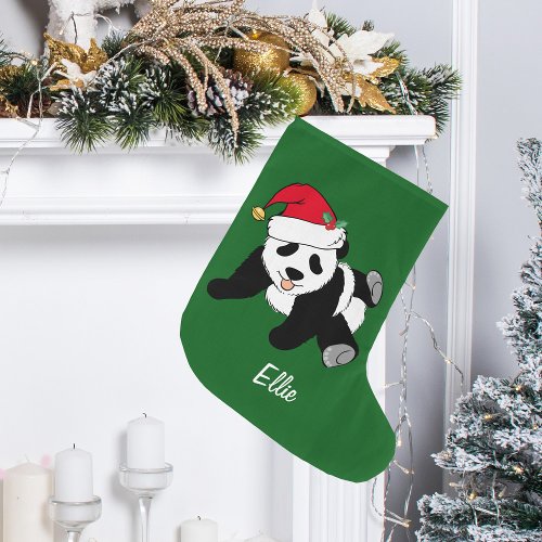 Cute Christmas Panda Bear Large Christmas Stocking