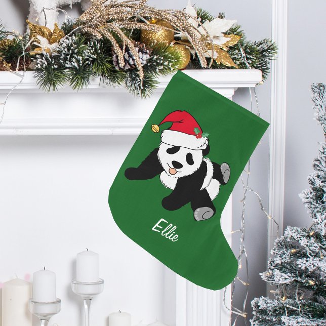 Cute Christmas Panda Bear Large Christmas Stocking (Creator Uploaded)