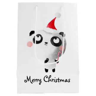 Cute Christmas Panda Bear Medium Gift Bag