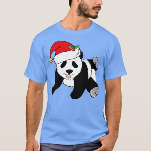 Cute Christmas Panda Bear Santa T_Shirt