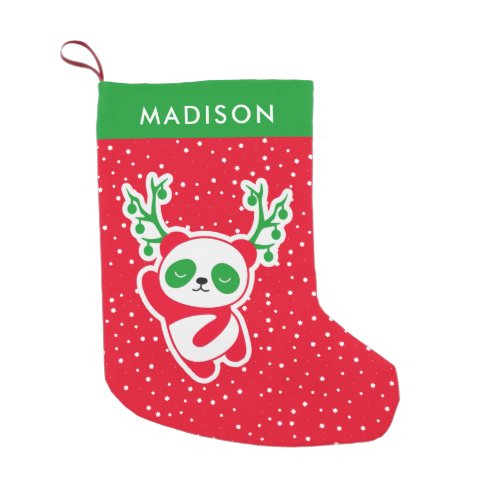 Cute Christmas Panda Star Pattern Personalized  Small Christmas Stocking