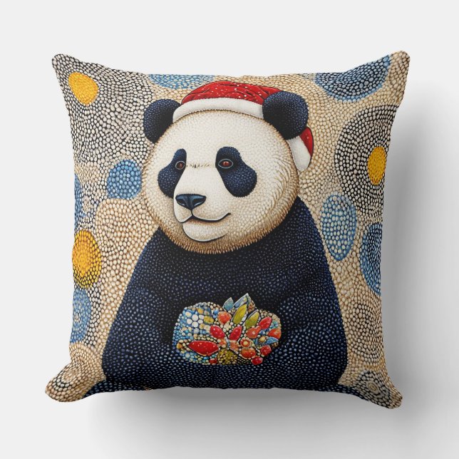Cute christmas panda throw pillow (Front)