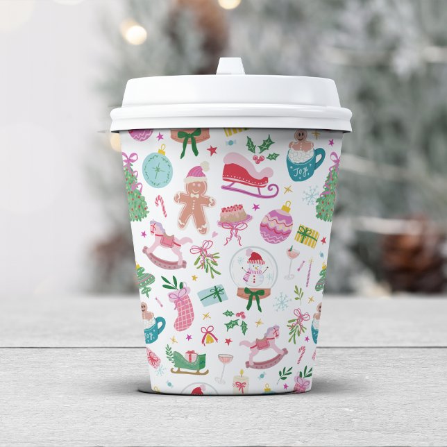 Cute Christmas Paper Cups (Match your Christmas Doodle Cups with our Festive Invitations and Cards — by Painted Paperie)