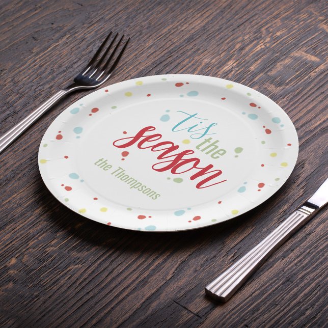 Cute Christmas Party Colorful Custom  Paper Plates (Tis the Season to be merry and host parties, with a custom paper plate. )