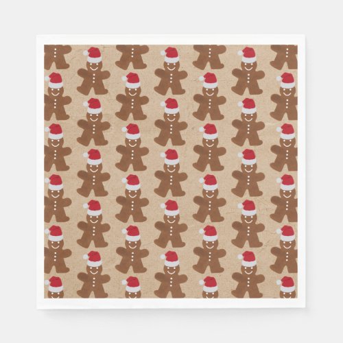 Cute Christmas Party Gingerbread Man Cookies Napkins