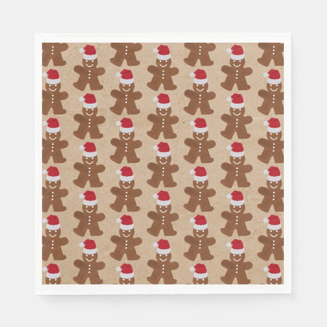 Cute Christmas Party Gingerbread Man Cookies Napkins (Front)