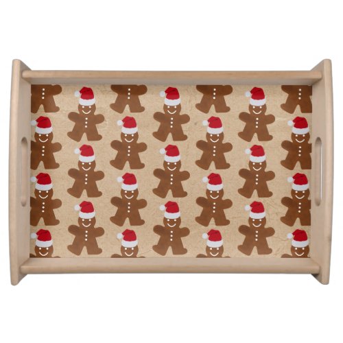 Cute Christmas Party Gingerbread Man Cookies Serving Tray
