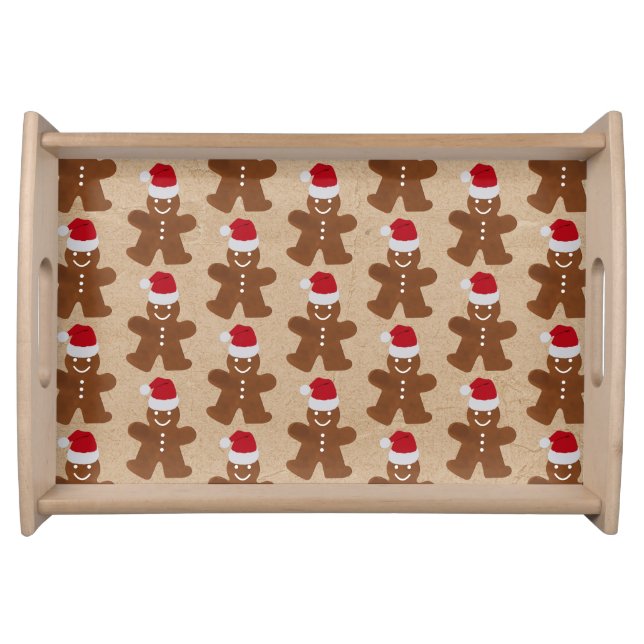 Cute Christmas Party Gingerbread Man Cookies Serving Tray (Front)
