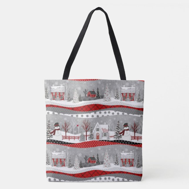 Cute Christmas Patchwork  ALL OVER PRINT TOTE (Front)