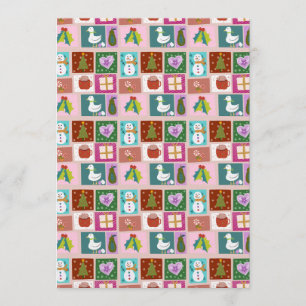Cute Christmas Patchwork Pattern Invitation