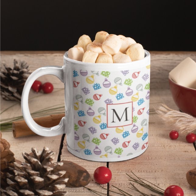 Cute Christmas pattern and monogram Coffee Mug (Creator Uploaded)