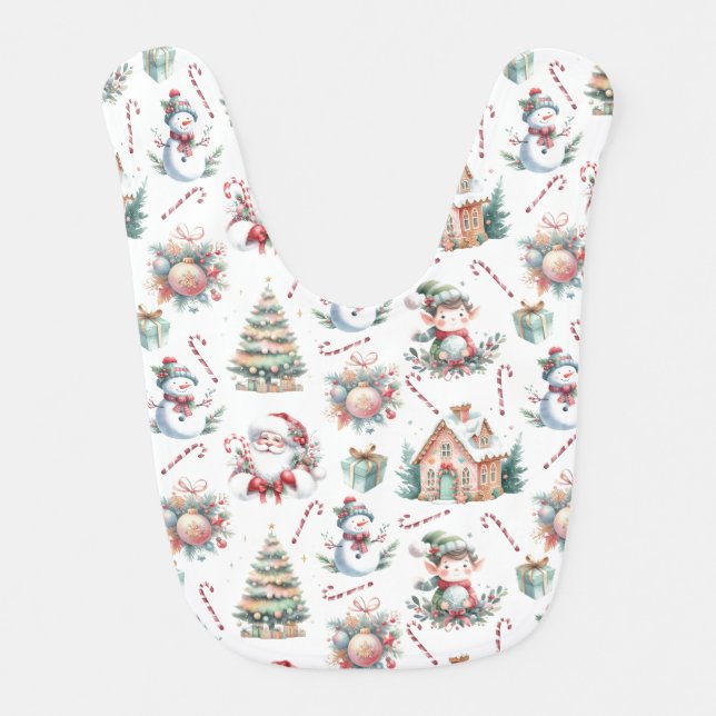 Cute Christmas Pattern Baby Bib (Front)