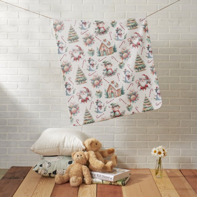Cute Christmas Pattern Baby Blanket (In Situ)