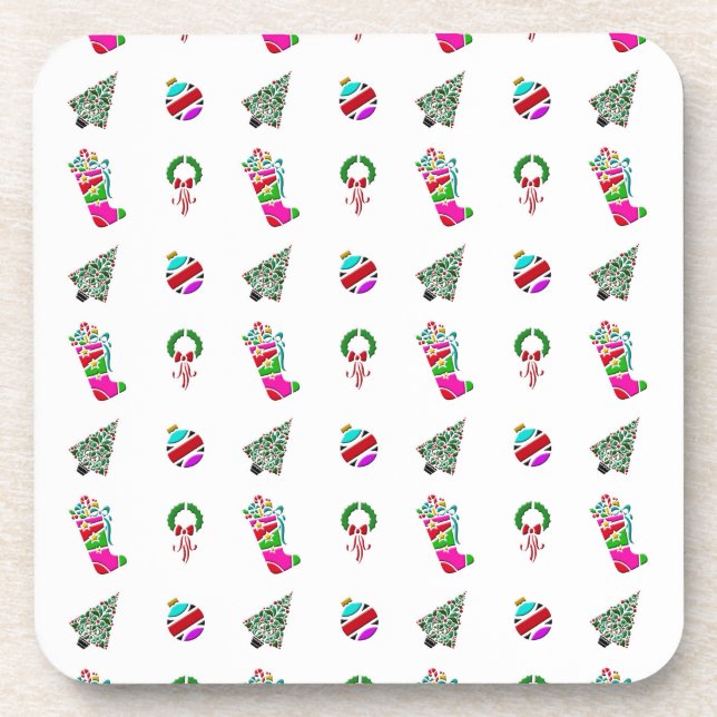Cute Christmas Pattern Beverage Coaster (Front)