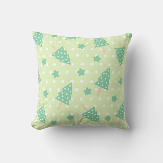  Cute Christmas pattern green Throw Pillow (Front)