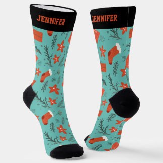 Cute Christmas Pattern Holiday Doodle Socks