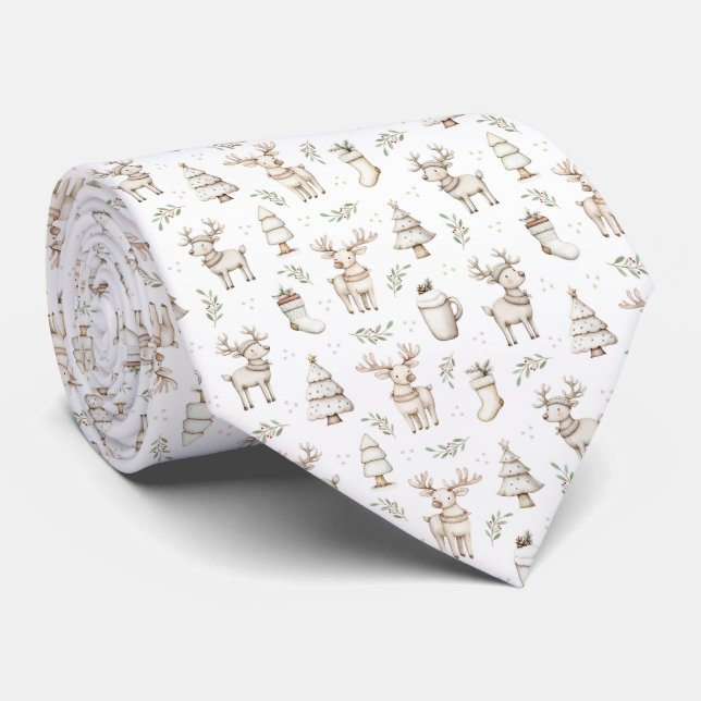 Cute Christmas Pattern - Neck Tie (Rolled)