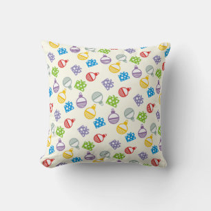 Cute Christmas pattern of balls and gifts Throw Pillow