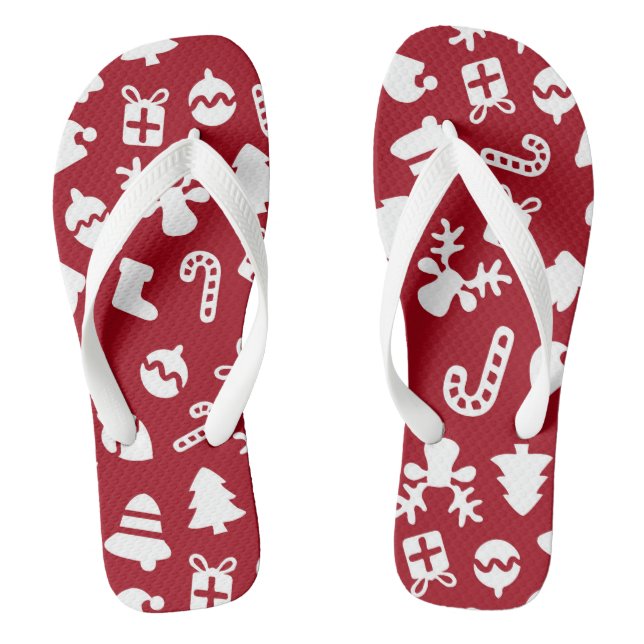 Cute Christmas Pattern Red Flip Flops (Footbed)