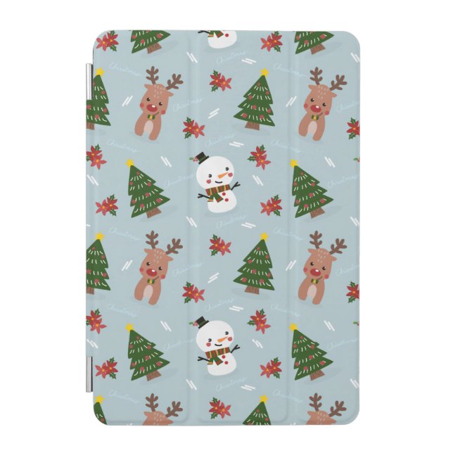 Cute Christmas Pattern | Snowman, Reindeer & Tree  iPad Mini Cover (Front)