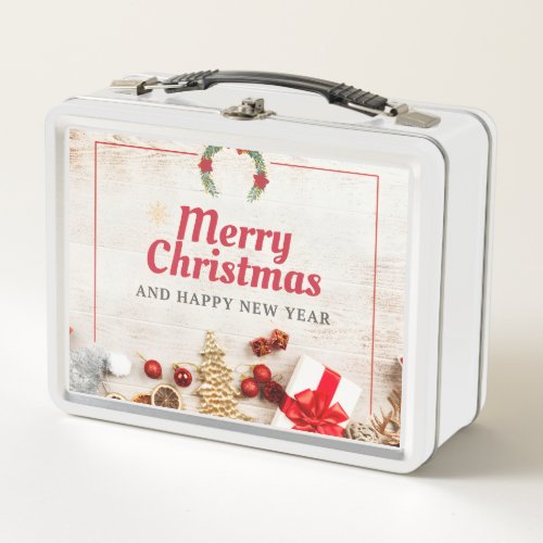 Cute Christmas Pattern with Holiday Icons Metal Lunch Box