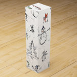 Cute Christmas Pattern with Snowman, Tree, and Gif Wine Box