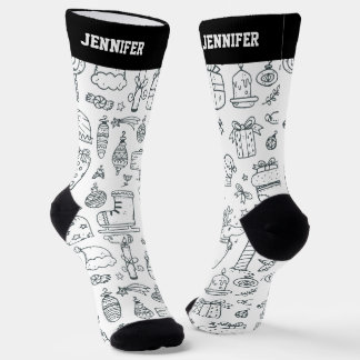 Cute Christmas Pattern Xmas Holiday Doodle Socks