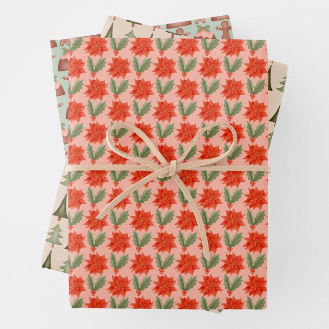 Cute Christmas Patterns Wrapping Paper Sheets (In situ)