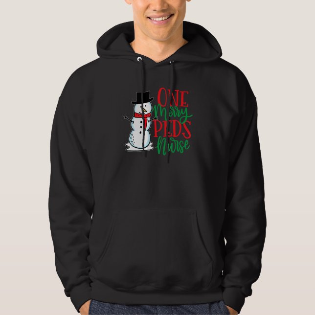 Cute Christmas Peds Nurse  Pediatric Snowman Nursi Hoodie (Front)