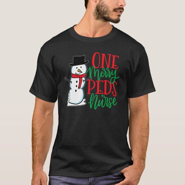 Cute Christmas Peds Nurse  Pediatric Snowman Nursi T-Shirt (Front)