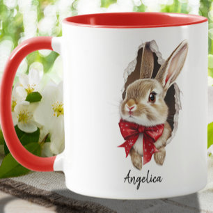 Cute Christmas Peeking Rabbit Custom Mug