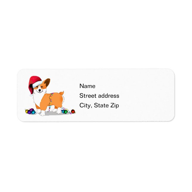 Cute Christmas Pembroke Welsh Corgi Address Label (Front)