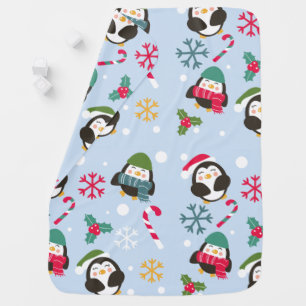 Cute Christmas Penguin Baby Blanket