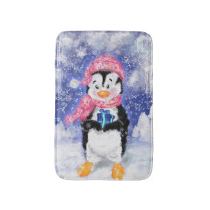 Cute Christmas Penguin Bath Mat