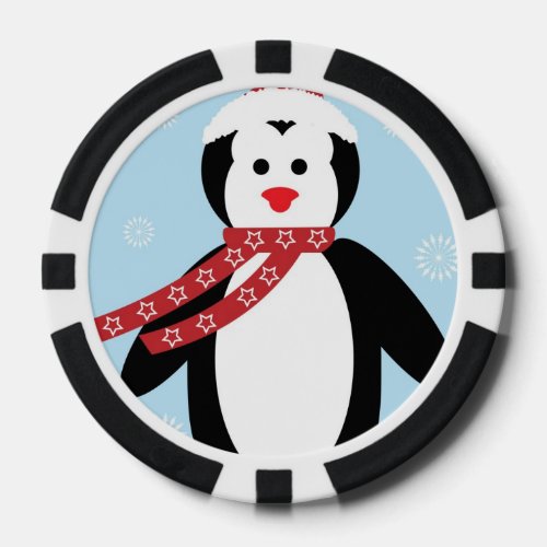 Cute Christmas penguin cartoon Poker Chips