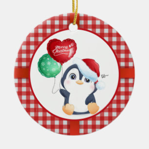 Cute Christmas Penguin Ceramic Ornament