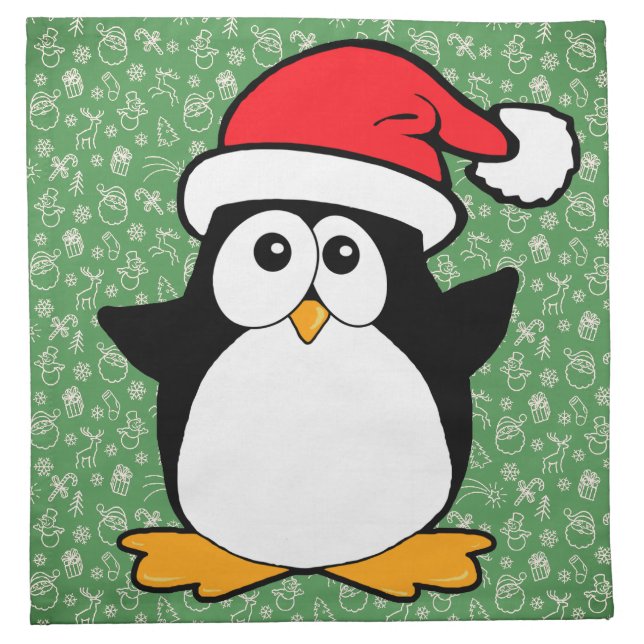 Cute Christmas Penguin Cloth Napkin (Front)