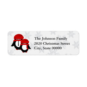 Cute Christmas Penguin Couple RA Label