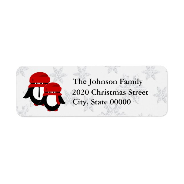 Cute Christmas Penguin Couple RA Label (Front)