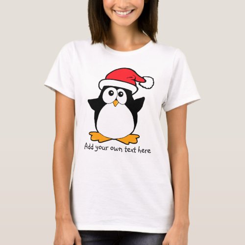 Cute Christmas Penguin Custom and Personalize T_Shirt