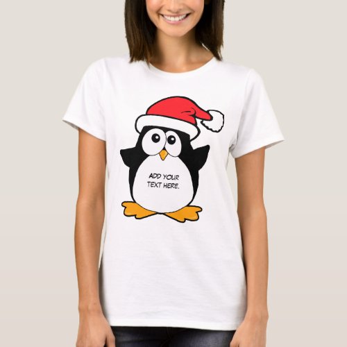 Cute Christmas Penguin Custom T_Shirt