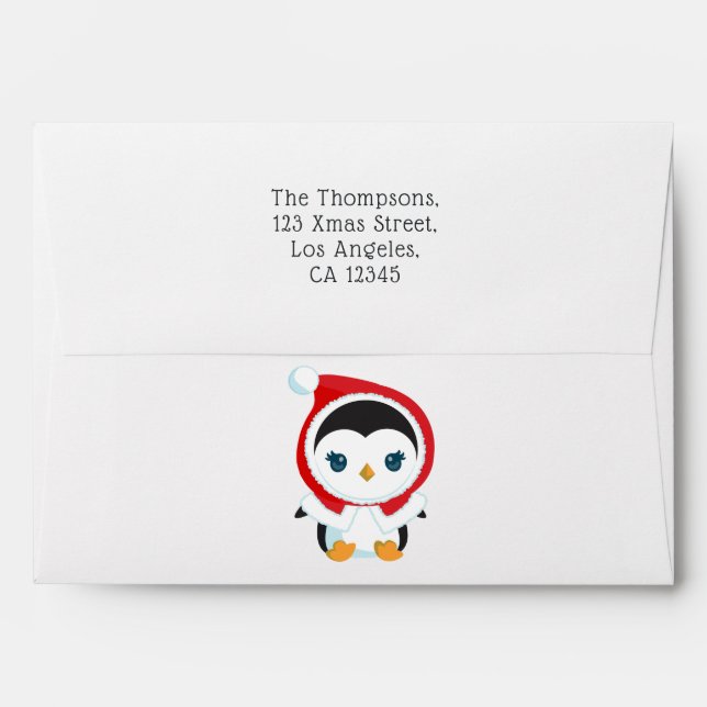 Cute Christmas Penguin Envelope (Back (Top Flap))