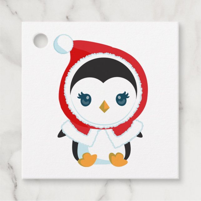 Cute Christmas Penguin Favor Tags (Front)