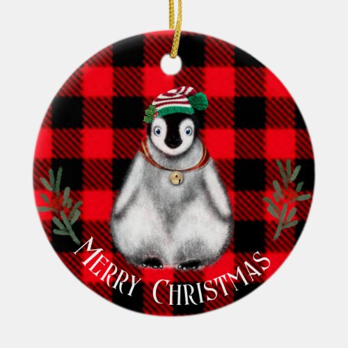 Cute Christmas Penguin  festive Arctic animal  Ce Ceramic Ornament