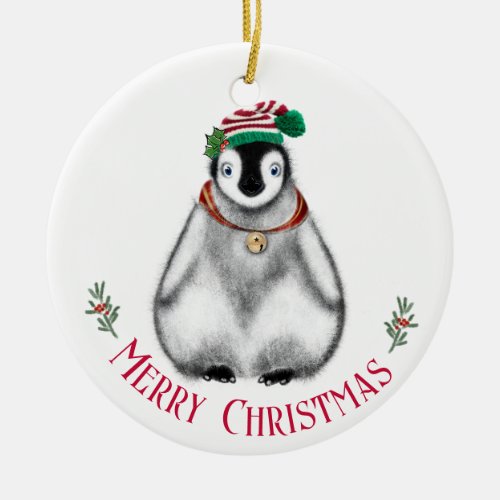Cute Christmas Penguin  festive Arctic animal  Ceramic Ornament