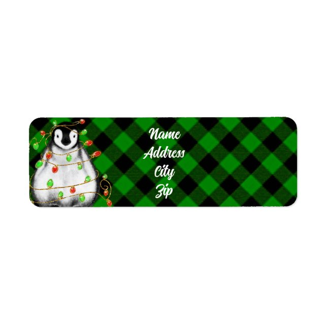 Cute Christmas Penguin festive Arctic animal  Label (Front)